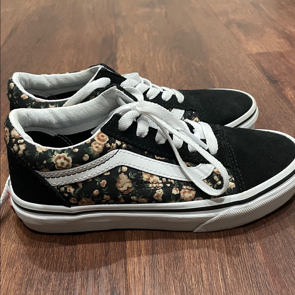 Vans Kids Black and Pink Floral Sneakers - Picture 2 of 8